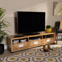 Baxton Studio TV834127-Wotan Oak Gerhardine Oak Brown Modern and Contemporary Finished Wood 3-Drawer TV Stando